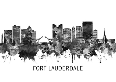 Fort Lauderdale Skyline BW