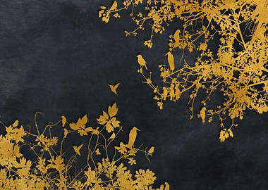 Gold and black floral