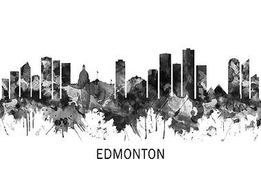 Edmonton Canada Skyline BW