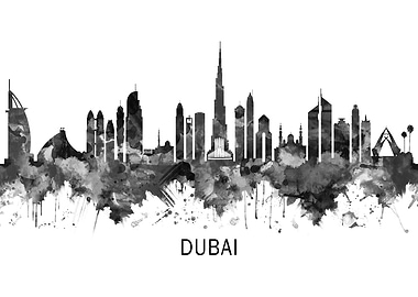 Dubai UAE Skyline BW