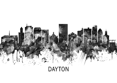 Dayton Ohio Skyline BW