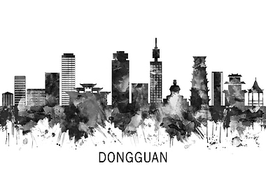 Dongguan China Skyline BW