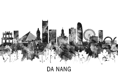 Da Nang Vietnam Skyline BW