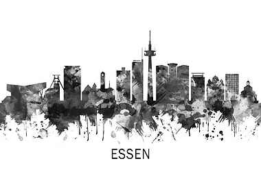 Essen Germany Skyline BW