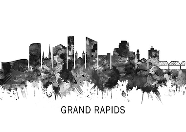 Grand Rapids Skyline BW