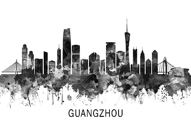 Guangzhou China Skyline BW
