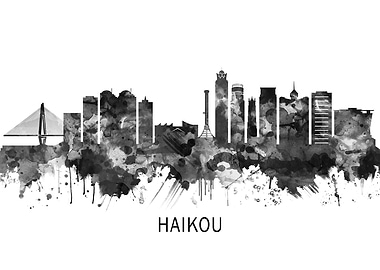 Haikou China Skyline BW