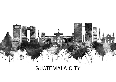 Guatemala City Skyline BW