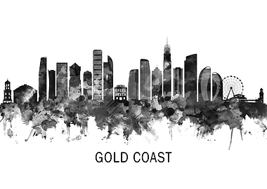 Gold Coast Skyline BW