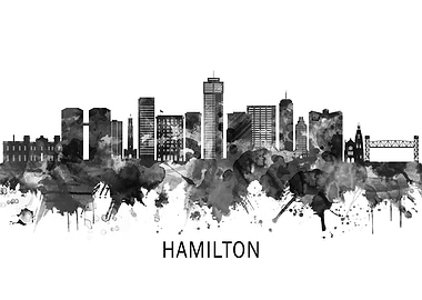 Hamilton Canada Skyline BW