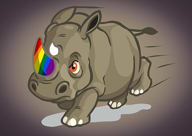 Rhino with lgbt flag