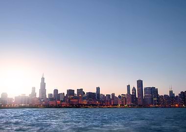 Chicago Skyline Sunset