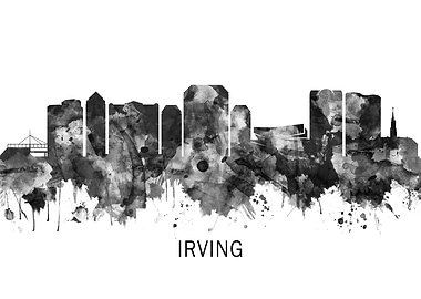 Irving Texas Skyline BW