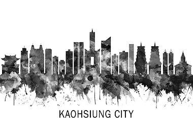 Kaohsiung City Skyline BW