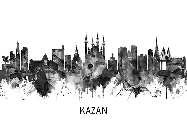 Kazan Russia Skyline BW