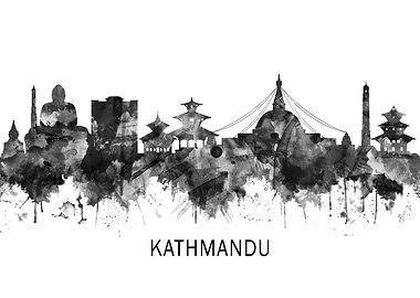 Kathmandu Nepal Skyline BW