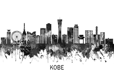 Kobe Japan Skyline BW