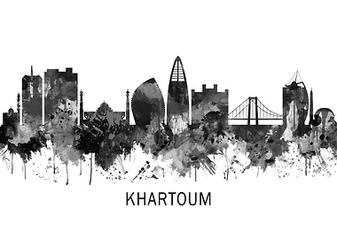 Khartoum Sudan Skyline BW