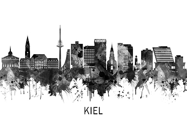Kiel Germany Skyline BW