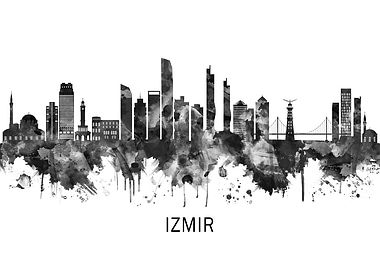 Izmir Turkey Skyline BW