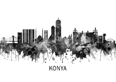 Konya Turkey Skyline BW