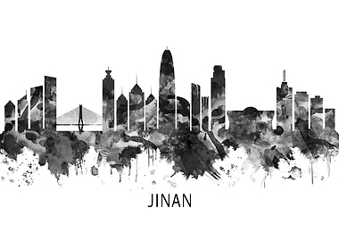 Jinan China Skyline BW