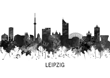 Leipzig Germany Skyline BW