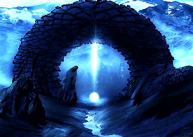 Stone arch and the city