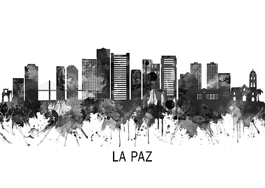 La Paz Bolivia Skyline BW