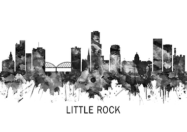 Little Rock Skyline BW