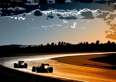 Two Race Cars Racing