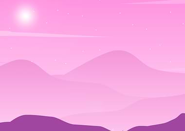 mountain and sky on pink