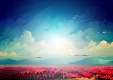 Anime Landscape Flower Fie