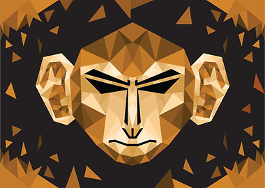 Low poly Art Monkey Head