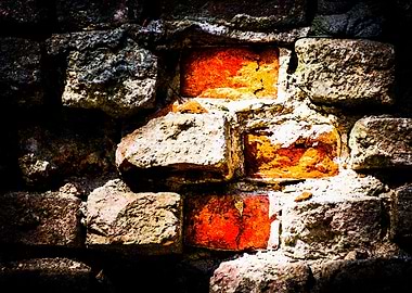 Grunge Wall Orange Bricks