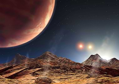Alien planet with 3 suns