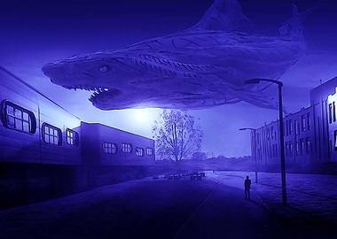 Man and the giant shark