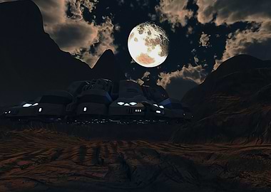 Alien spaceship mountains