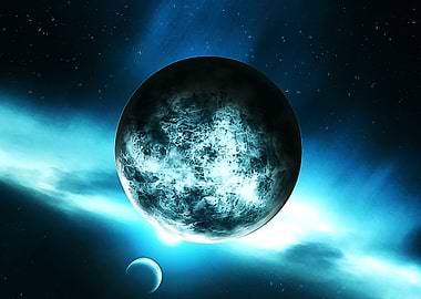 Ice planet and blue sun