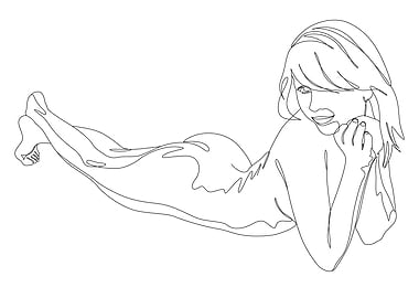 Nude Woman Line Art