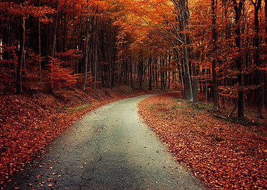 Autumn forest road