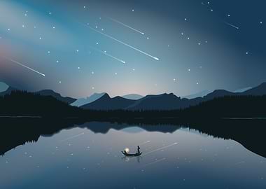 Night Lake Landscape