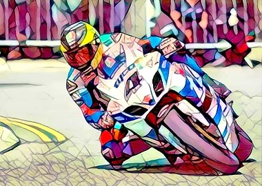 Racing track motorcyclist