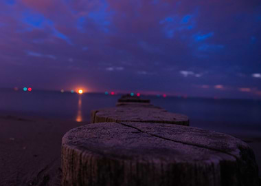 beach evening lights