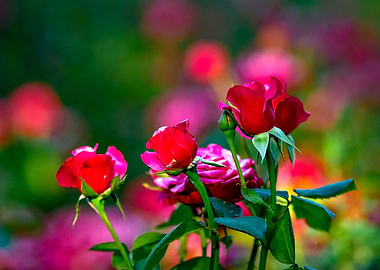 Three Red Rose Flowers