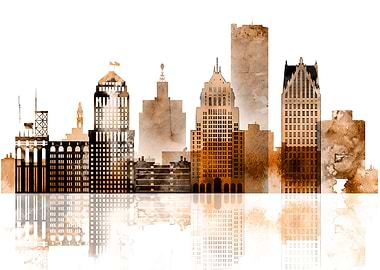 Detroit Michigan Skyline