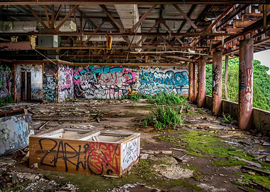 Nature reclaims building