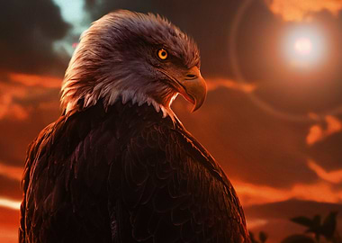 wild eagle face poster