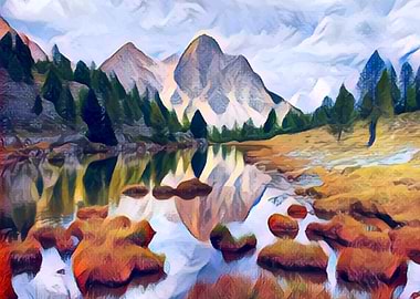 Grassy lake in mountains 1