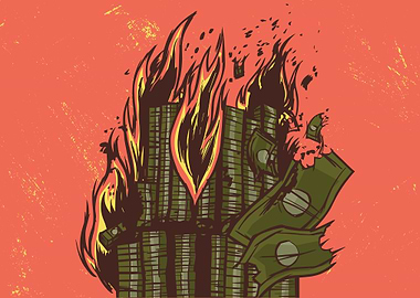 Money on fire